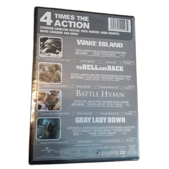 Classic War 4 Collection DVD Wake Island, To Hell and Back, Battle Hymn, +1 more - Picture 2 of 2
